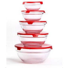 Glass Bowl 5PCS Set with PP Lid